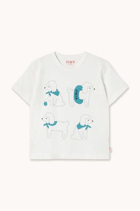 Tinycottons t-shirt bawełniany dziecięcy POODLE GRAPHIC TEE kolor biały z nadrukiem SS26-038