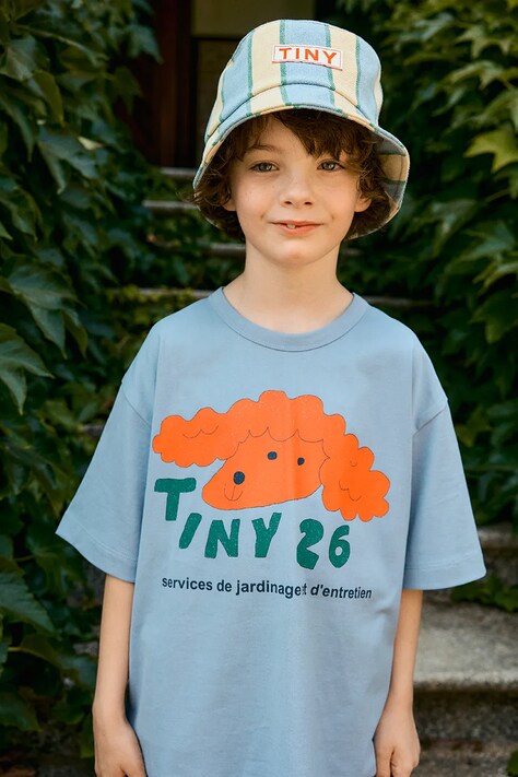 Tinycottons t-shirt bawełniany dziecięcy RED DOG GRAPHIC TEE kolor niebieski z nadrukiem SS26-040