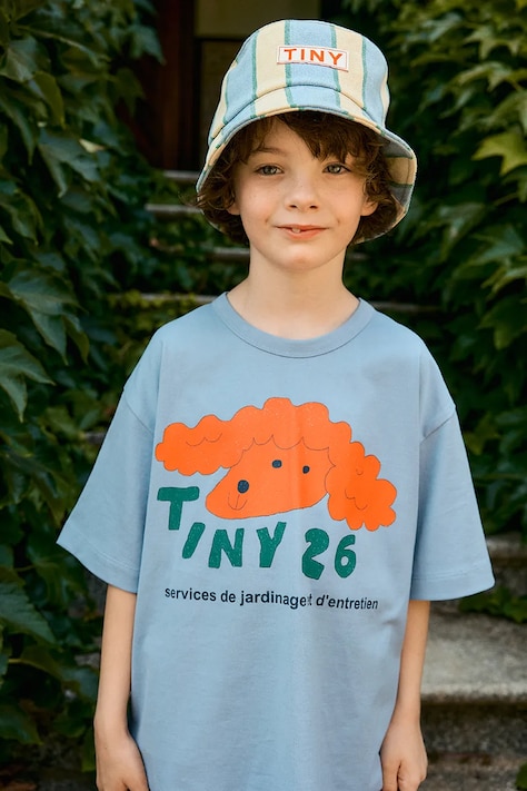 Tinycottons t-shirt bawełniany dziecięcy RED DOG GRAPHIC TEE kolor niebieski z nadrukiem SS26-040