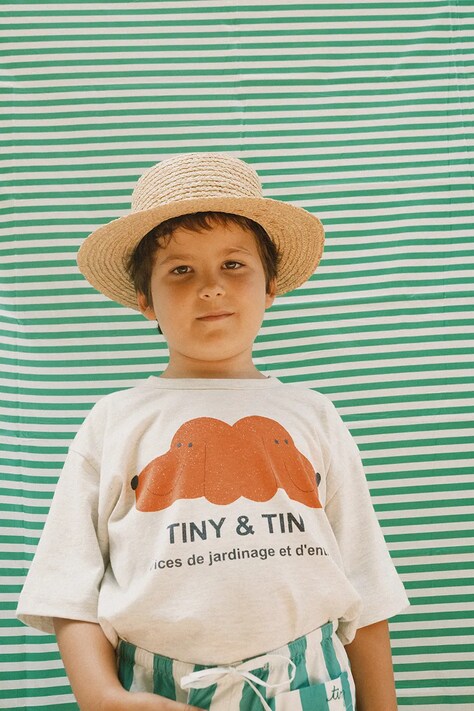 Tinycottons t-shirt bawełniany dziecięcy TINY&TINY GRAPHIC TEE kolor biały z nadrukiem SS26-063