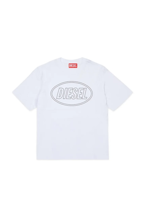 Diesel t-shirt bawełniany dziecięcy TCIRCLE OVER T-SHIRT kolor biały z nadrukiem J02582