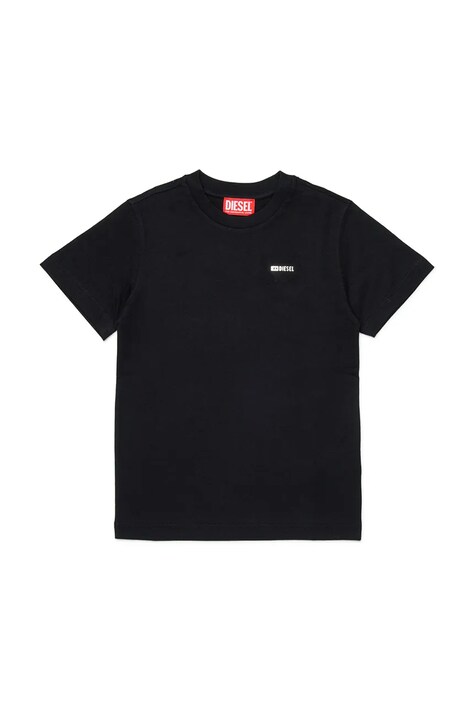 Diesel t-shirt bawełniany dziecięcy TADJUSTMET T-SHIRT kolor czarny gładki J02771