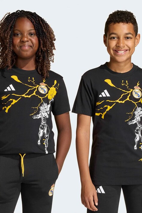 adidas Performance t-shirt bawełniany dziecięcy REAL MARVEL kolor czarny z nadrukiem JY5856