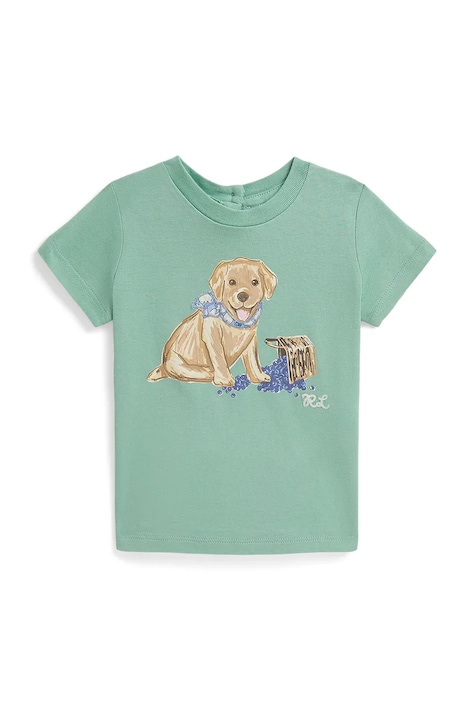 Polo Ralph Lauren t-shirt bawełniany niemowlęcy kolor turkusowy z nadrukiem 310A11768001