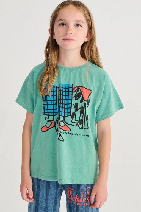 Bobo Choses t-shirt bawełniany dziecięcy Dog Friendship kolor zielony z nadrukiem B126AC006