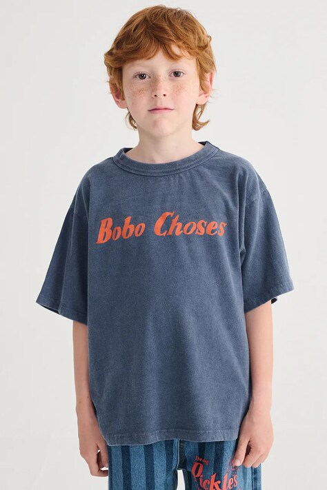 Bobo Choses t-shirt bawełniany dziecięcy kolor granatowy z nadrukiem B126AC014