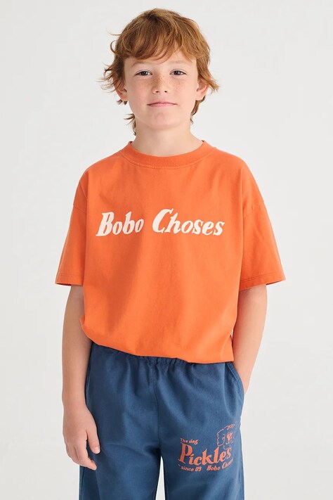 Bobo Choses t-shirt bawełniany dziecięcy kolor pomarańczowy z nadrukiem B126AC016