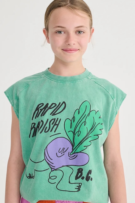 Bobo Choses t-shirt bawełniany dziecięcy Rapid Radish kolor zielony z nadrukiem B126AC026