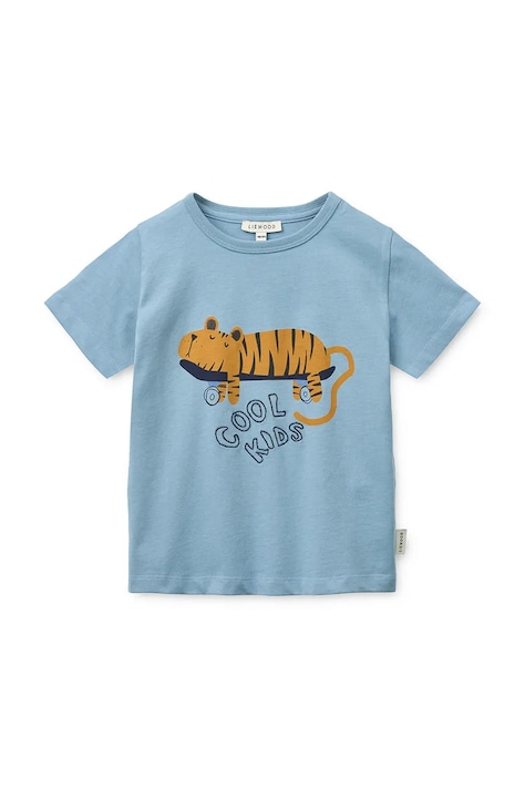 Παιδικό βαμβακερό μπλουζάκι Liewood Apia Placement Shortsleeve T-shirt χρώμα: μπλε, LW20678