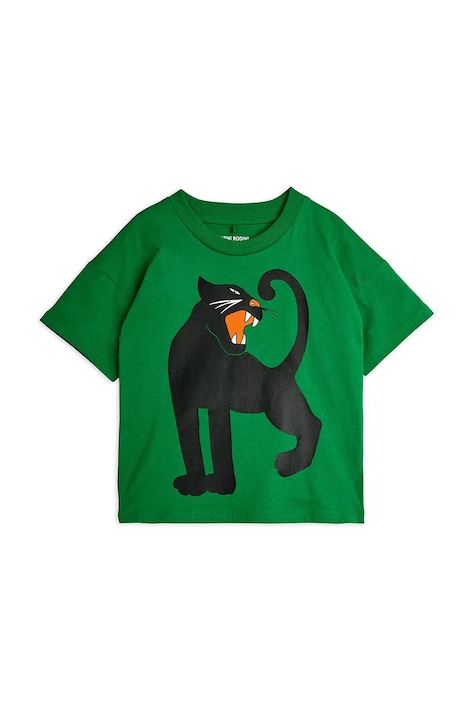 Mini Rodini t-shirt bawełniany dziecięcy Panther kolor zielony z nadrukiem 11000336