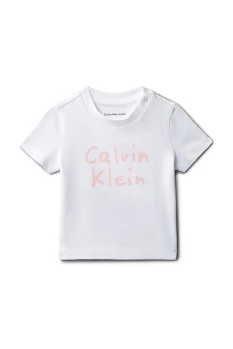 Calvin Klein Jeans T-shirt niemowlęcy z bawełną biały LVCKSJA52B