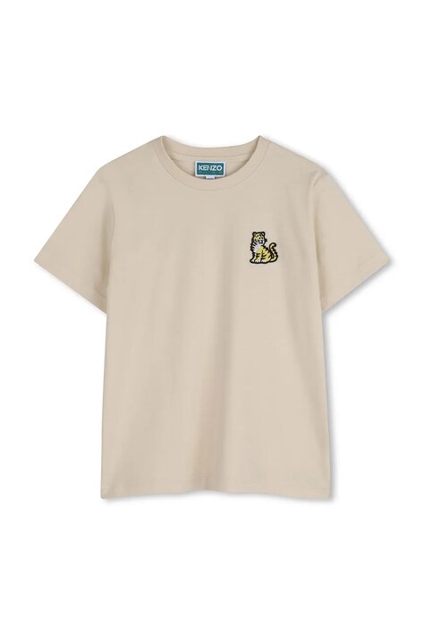 Kenzo Kids t-shirt bawełniany dziecięcy kolor beżowy z aplikacją K61700
