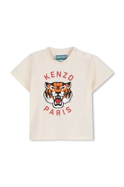 Kenzo Kids t-shirt bawełniany dziecięcy kolor beżowy z nadrukiem K61718