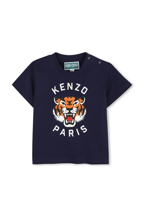 Kenzo Kids t-shirt bawełniany niemowlęcy kolor granatowy z nadrukiem K61718