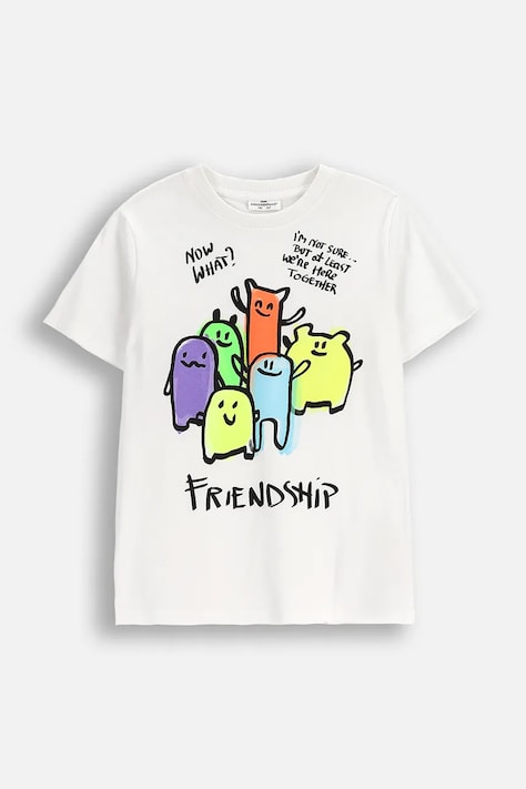 Otroška bombažna kratka majica Coccodrillo bela barva, EVERYDAY BOY