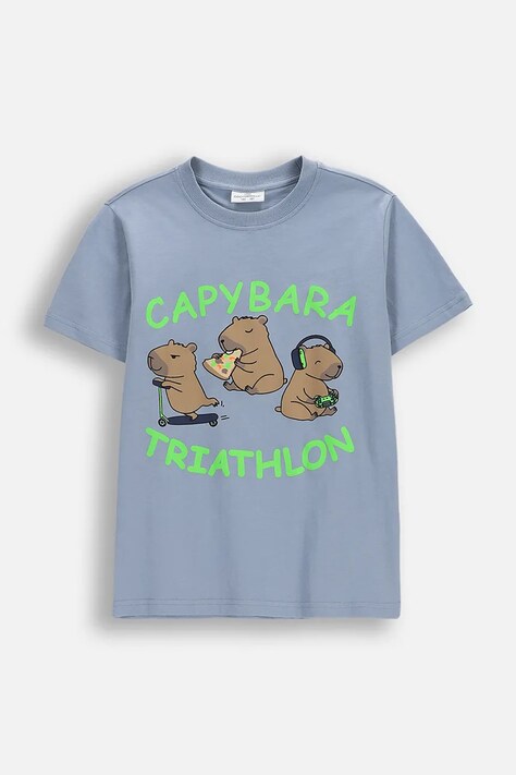 Detské bavlnené tričko Coccodrillo modrá farba, vzorovaná, EVERYDAY BOY