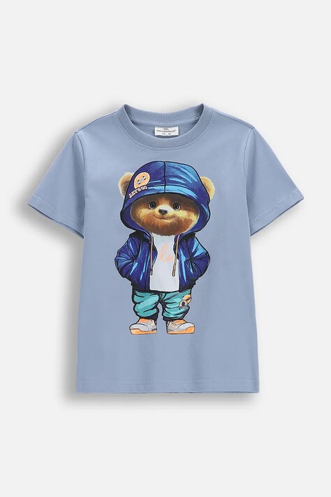 Coccodrillo t-shirt bawełniany dziecięcy kolor niebieski z nadrukiem EVERYDAY BOY