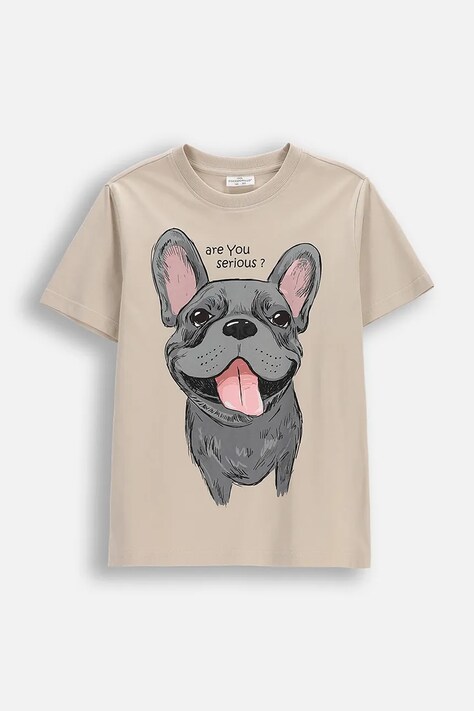 Coccodrillo t-shirt bawełniany dziecięcy kolor beżowy z nadrukiem EVERYDAY BOY