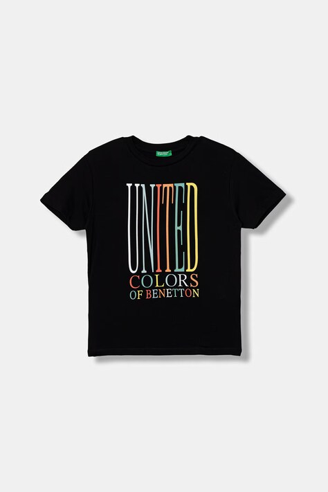 United Colors of Benetton T-shirt per bambini in cotone nero 3I1XC10S4