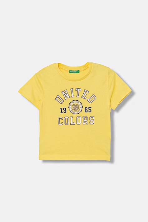 United Colors of Benetton t-shirt dziecięcy z bawełną żółty 3I1XG10LK