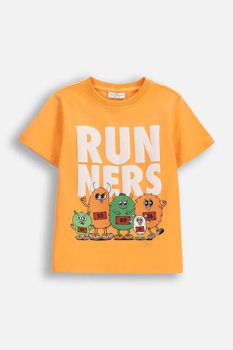 Coccodrillo tričko detské bavlnené oranžové I RUN FAST BOY KIDS