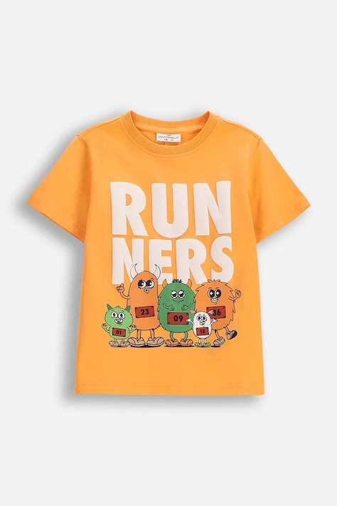 Coccodrillo tričko detské bavlnené oranžové I RUN FAST BOY KIDS
