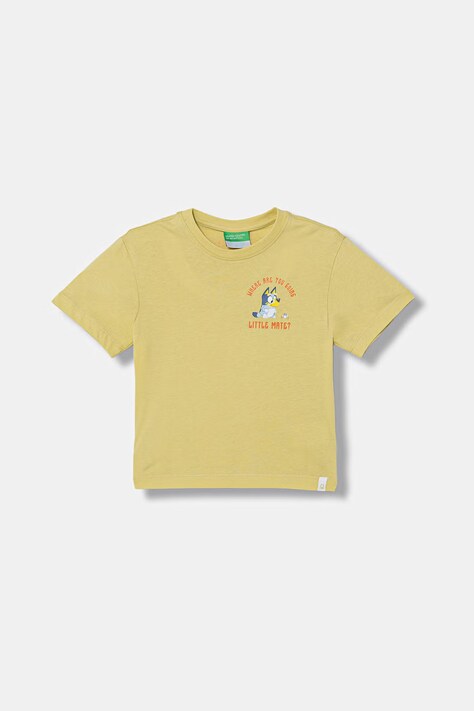 United Colors of Benetton T-shirt dziecięcy bawełniany żółty 3I1XG10NA