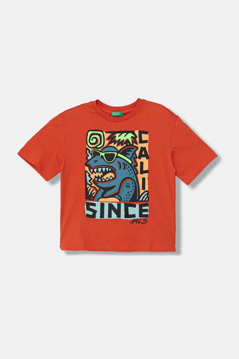 United Colors of Benetton T-shirt dziecięcy bawełniany pomarańczowy 3I1XC10TV