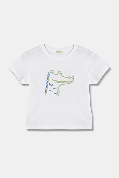 United Colors of Benetton tricou pentru copii, din bumbac alb 3I1XA1078