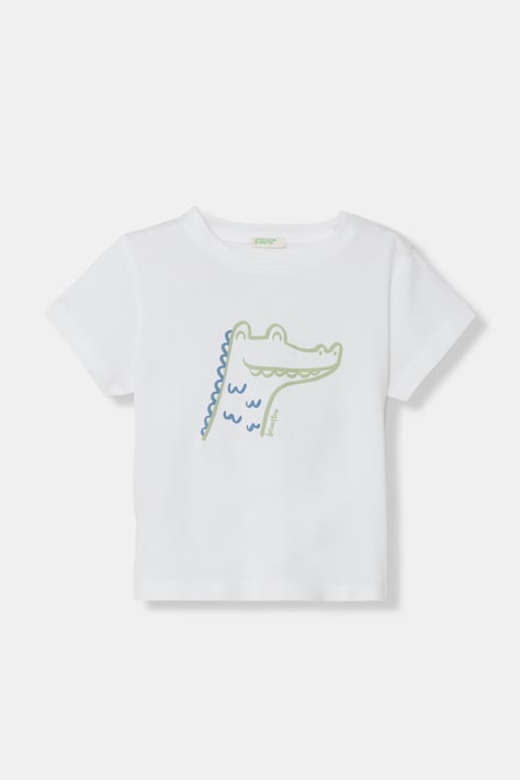 United Colors of Benetton T-shirt dziecięcy bawełniany biały 3I1XA1078