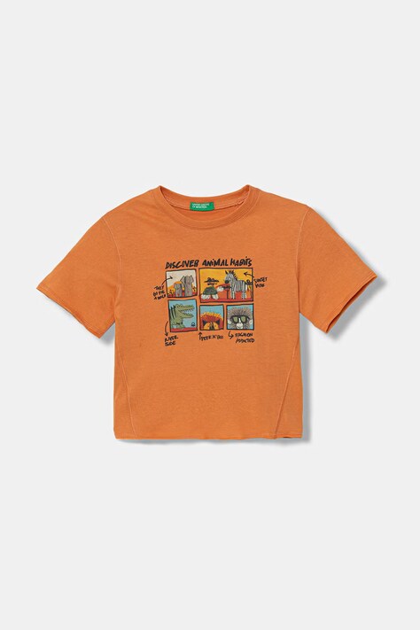 United Colors of Benetton T-shirt παιδικό βαμβακερό πορτοκαλί 3I1XG10MZ