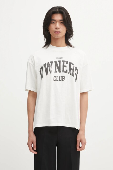 Represent t-shirt bawełniany Owners męski kolor beżowy z nadrukiem OCM100047.72
