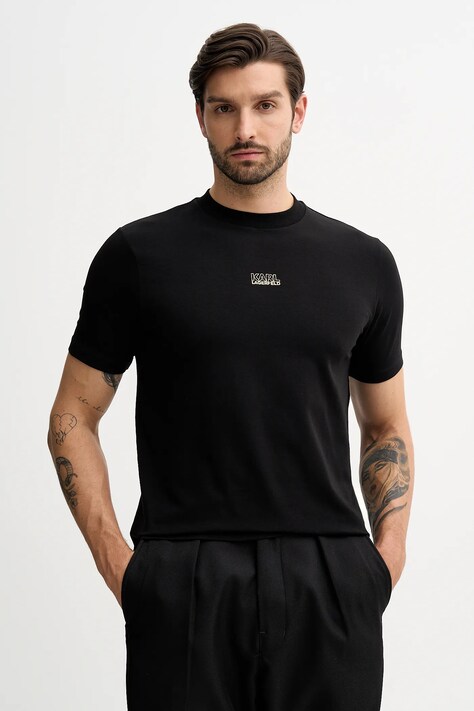 Karl Lagerfeld t-shirt męski kolor czarny gładki 561235.755034
