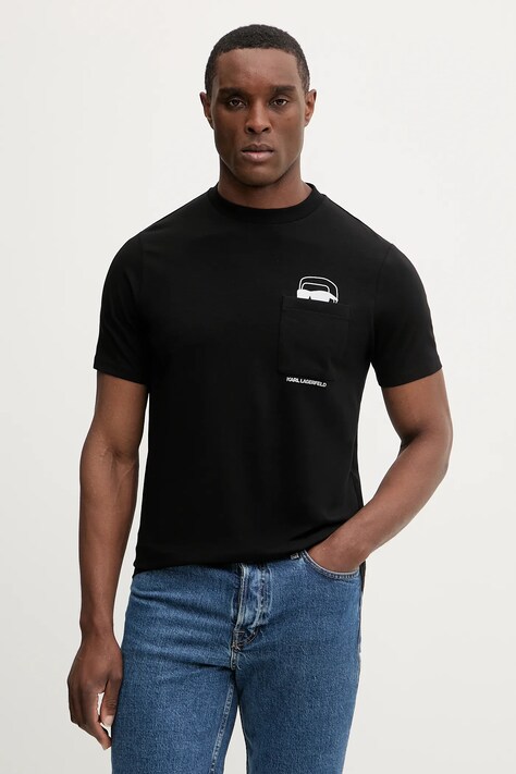 Karl Lagerfeld t-shirt męski kolor czarny z nadrukiem 561221.755047