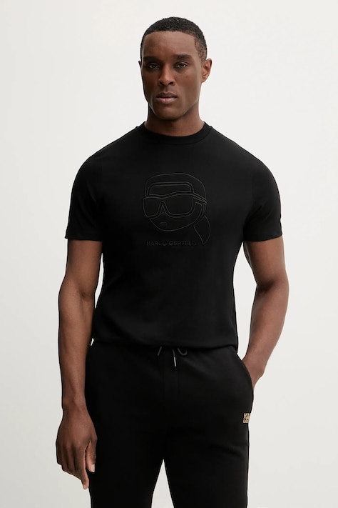 Karl Lagerfeld tricou din bumbac culoarea negru, cu imprimeu, 561224.755052