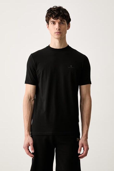 Karl Lagerfeld T-shirt męski z bawełną czarny 561221.755054