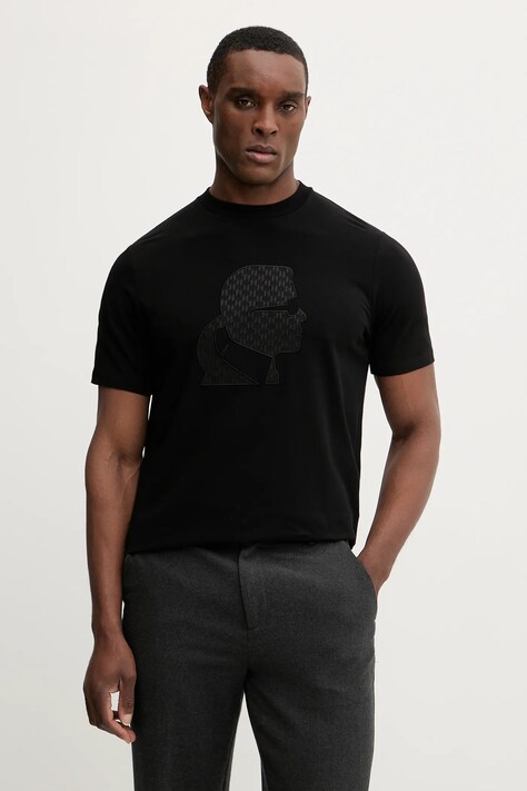 Karl Lagerfeld t-shirt męski kolor czarny z aplikacją 561221.755055