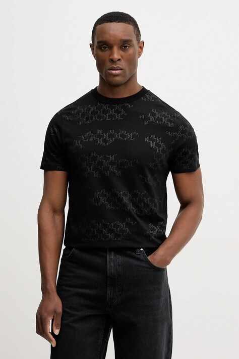 Bavlněné tričko Karl Lagerfeld pánské, černá barva, 561251.755071