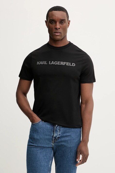 Karl Lagerfeld tricou din bumbac culoarea negru, cu imprimeu, 561255.755076