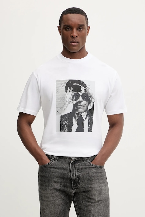 Karl Lagerfeld tricou din bumbac culoarea alb, cu imprimeu, 561252.755173