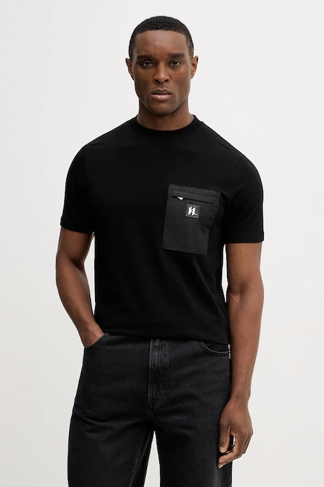 Karl Lagerfeld tricou din bumbac culoarea negru, uni, 561221.755043