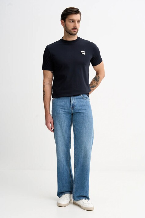 Karl Lagerfeld t-shirt bawełniany męski kolor granatowy gładki 561224.755710