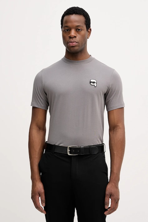 Karl Lagerfeld t-shirt bawełniany męski kolor szary gładki 561224.755710