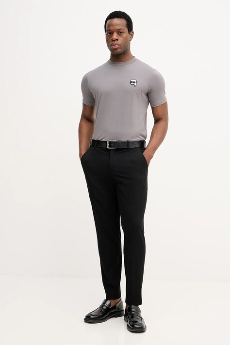 Karl Lagerfeld t-shirt bawełniany męski kolor szary gładki 561224.755710