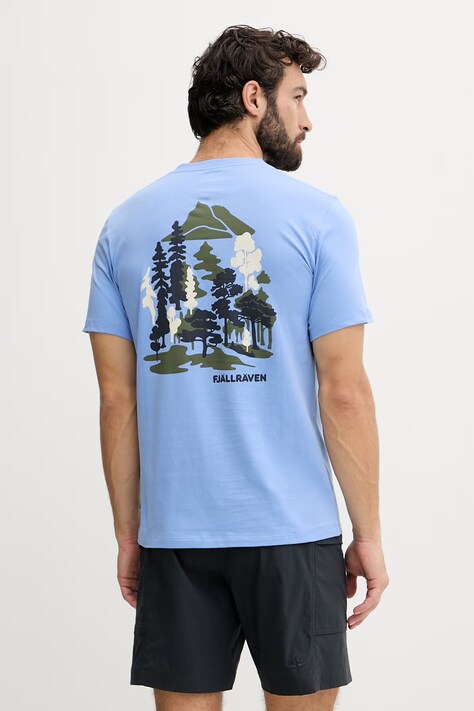 Fjallraven t-shirt męski bawełniany Swedish Forest niebieski F12600327