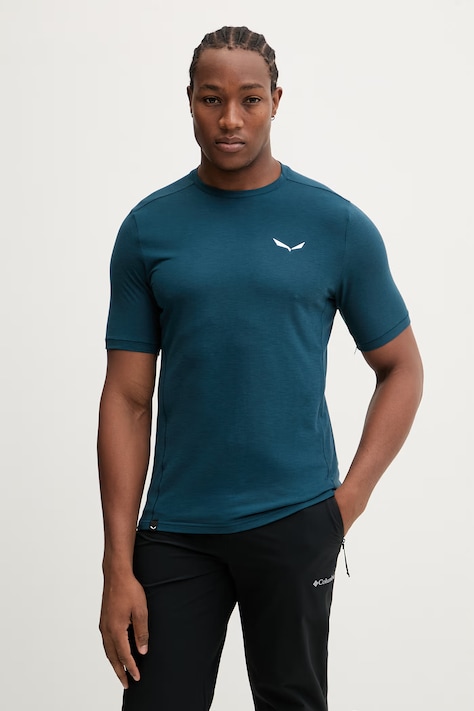 Salewa t-shirt sportowy PUEZ DRY męski kolor turkusowy gładki 00.0000028867