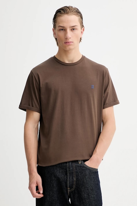 Les Deux t-shirt bawełniany męski kolor brązowy z aplikacją 1001286