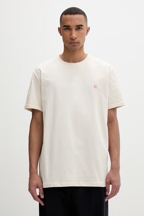 Les Deux T-shirt męski bawełniany Norregaard beżowy 100101008
