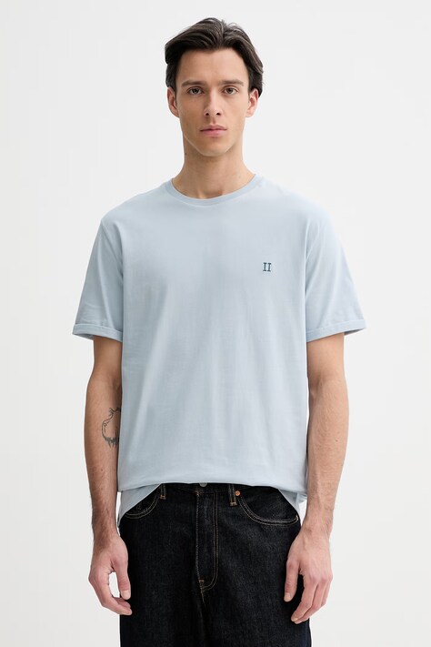 Les Deux t-shirt bawełniany Norregaard męski kolor niebieski gładki 1001464