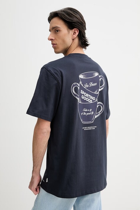 Les Deux t-shirt bawełniany Ben męski kolor granatowy z nadrukiem 1001565